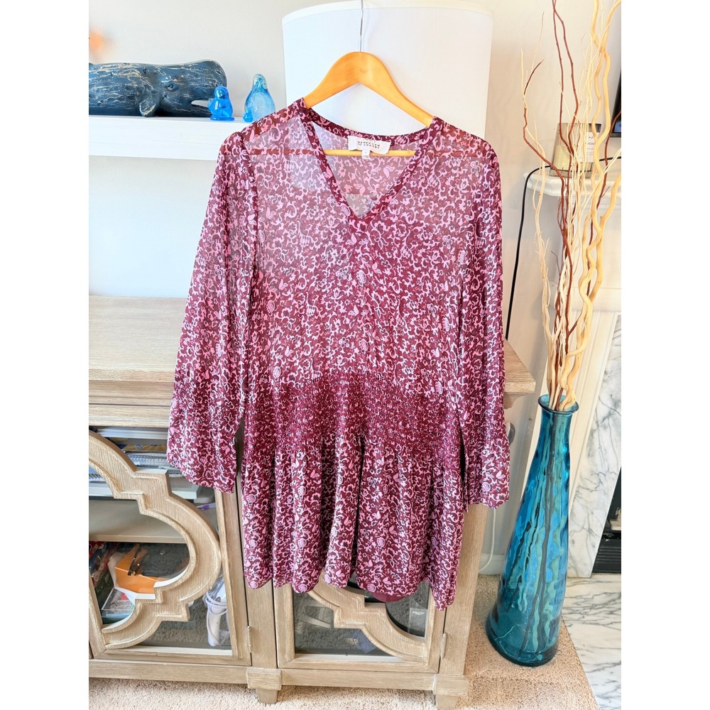 Derek Lam 10 Crosby Paisley Mini Dress Womens Burgundy Pink Size 6